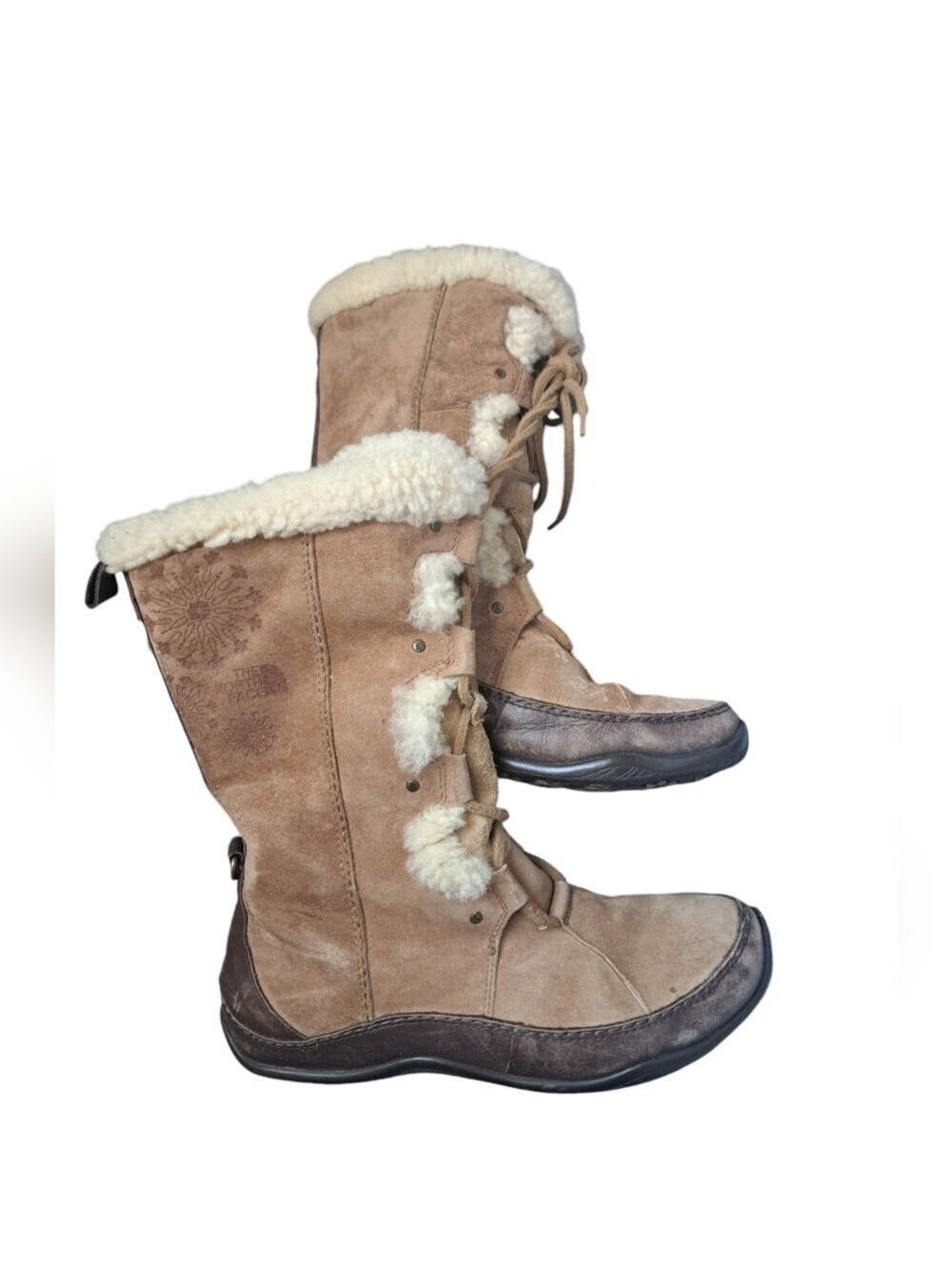 THE NORTH FACE Abby Apres snow winter boots shearling leather worn used 9.5